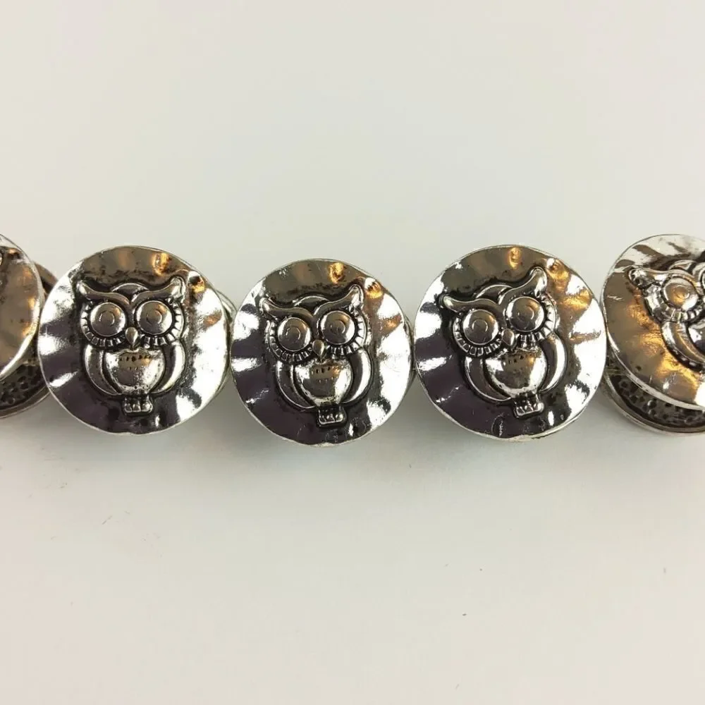 (3/$20) Silvertone elastic antiqued owl bracelet